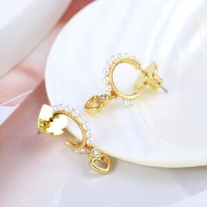 Kate Spade New York Shining Spade Pearl Huggies Earrings